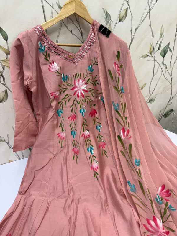 Pure muslin silk kurti with pant & dupatta