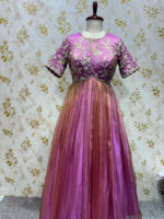 Dual shades Pure tissue organza long gown with heavy flare