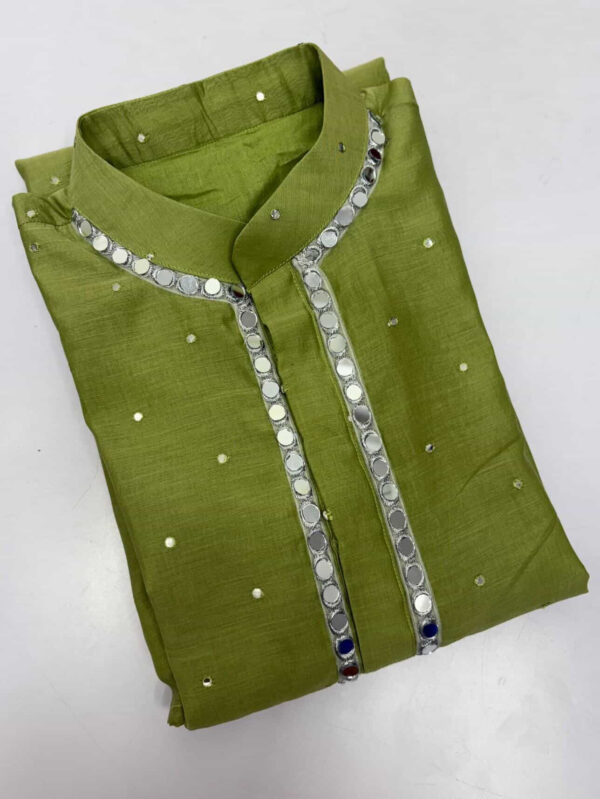 Pure mul chanderi kurta paired with cream colour pijama