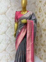 Pure crepe dual shade saree with beautiful pattern blouse