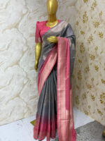 Pure crepe dual shade saree with beautiful pattern blouse