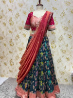 Exclusive munga silk lehenga set paired with maggam work dupatta