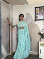 Pure mul chanderi saree with designer sequin work blouse