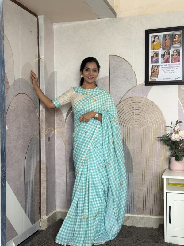 Pure mul chanderi saree with designer sequin work blouse