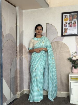 Pure mul chanderi saree with designer sequin work blouse