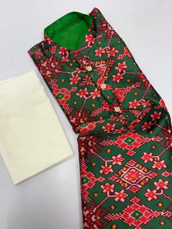 Exclusive patola kurta paired with white colour pijama