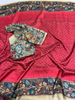 Beautiful saree with kalamkari border & kalamkari blouse