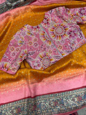 Exclusive bandhini saree paired with beautiful saree