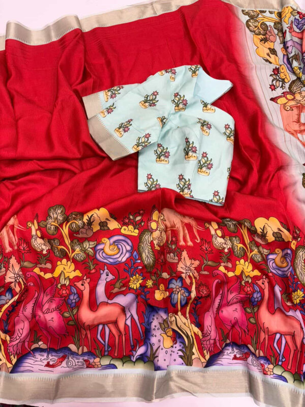 Exclusive kalamkari saree paired with beautiful blouse