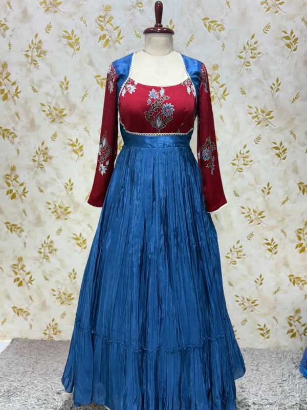 Beautiful ajrak print long frock with heavy flare