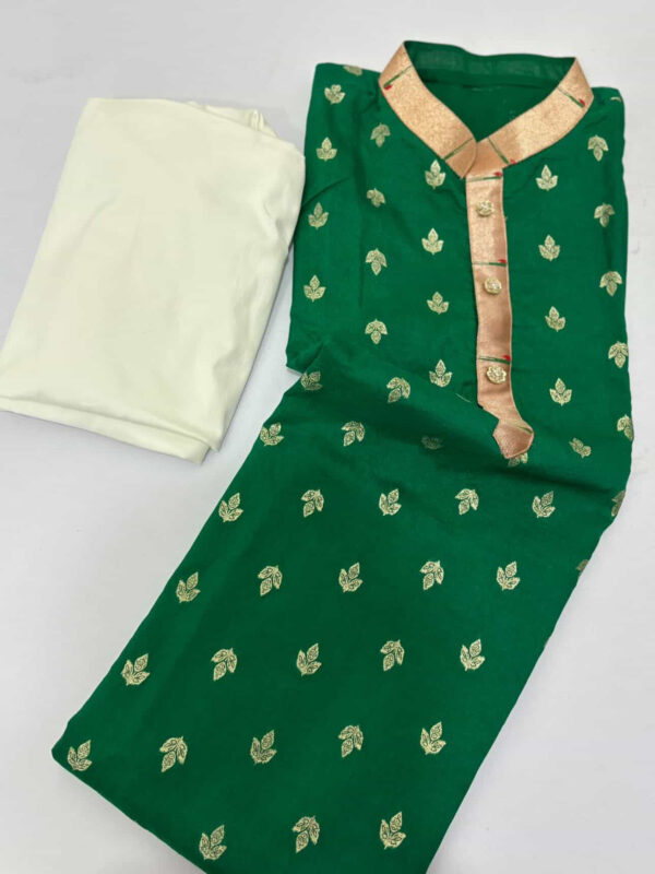 Soft silk paithani men’s kurta paired with pijama