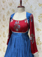 Beautiful ajrak print long frock with heavy flare
