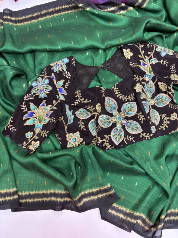 Premium saree paired with beautiful floral blouse