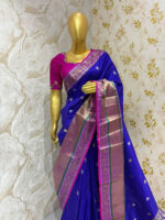 Soft gadwal silk saree paired with maggam work blouse