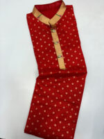 Soft pattu kurta with paithani collar & placket paired with pijama