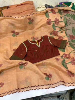 Lenin silk saree paired with beautiful blouse
