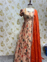 Beautiful kalamkari long gown with dupatta