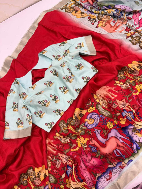 Exclusive kalamkari saree paired with beautiful blouse