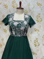 Pure georgette long gown with heavy floral yoke part