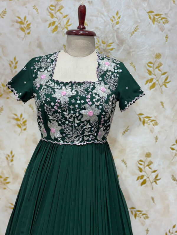 Pure georgette long gown with heavy floral yoke part