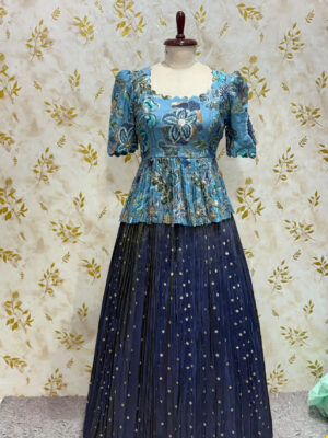 Floral peplum top with tissue skirt