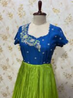 Pure crepe long gown with hand work yoke part