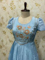 Pure crepe long gown with hand work yoke part