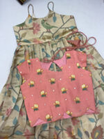Exclusive designer jamdhani tissue kid dress with beautiful embroidery work over coat