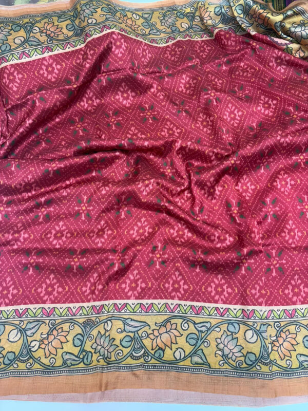 Premium quality soft silk patola kalamkari sarees