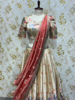 Exclusive premium quality tissue jamdhani lehenga paired with exclusive hand work dupatta