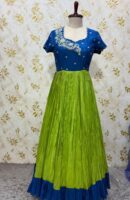 Pure crepe long gown with hand work yoke part
