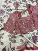 Tussar silk floral print saree with blouse