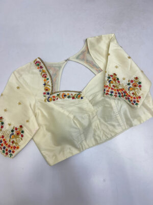 Beautiful maggam work blouse can be customised in any colour that you can choose from the colour palette below