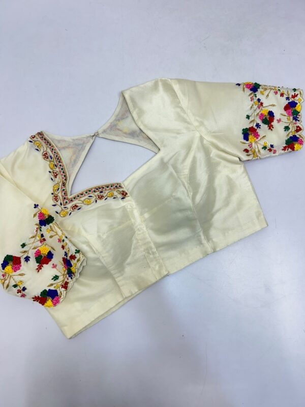 Beautiful maggam work blouse can be customised in any colour that you can choose from the colour palette below