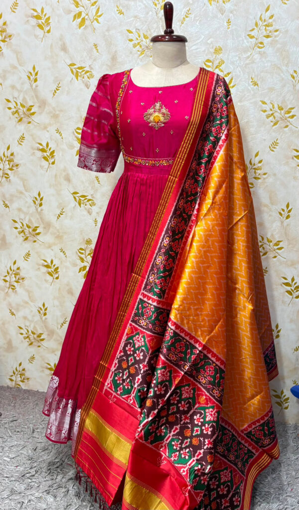 Beautiful long frocks with patola dupatta