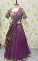 Exclusive tissue panel lehenga with beautiful designer blouse and dipatta
