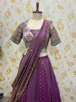 Exclusive tissue panel lehenga with beautiful designer blouse and dipatta