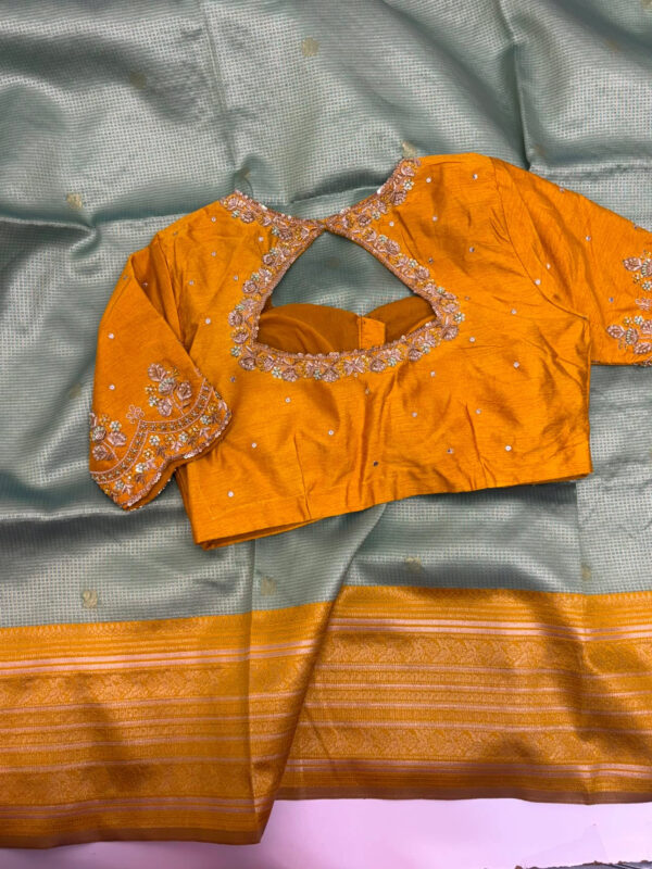 Vintage gadwal saree with maggam work blouse