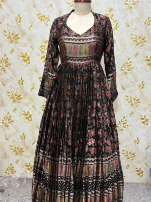 Pure brasso georgette floral long gown