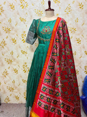 Beautiful long frocks with patola dupatta