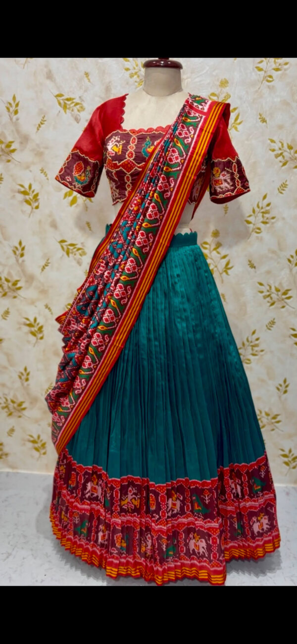 Patola lehenga with maggam highlights on blouse  With patola dupatta