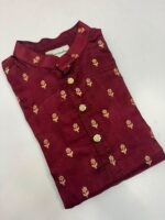 Semi pattu kurta with cream colour pijama