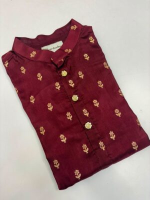 Semi pattu kurta with cream colour pijama