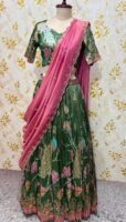 Exclusive tissue lehenga set with beautiful meenakari weaving paired with tissue hand work dupatta