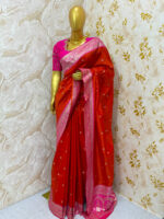 Soft banaras silk saree with maggam work blouse