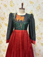 Jamdhani matka silk long gown with heavy flare