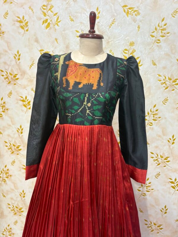 Jamdhani matka silk long gown with heavy flare