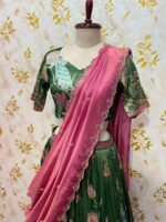 Exclusive tissue lehenga set with beautiful meenakari weaving paired with tissue hand work dupatta