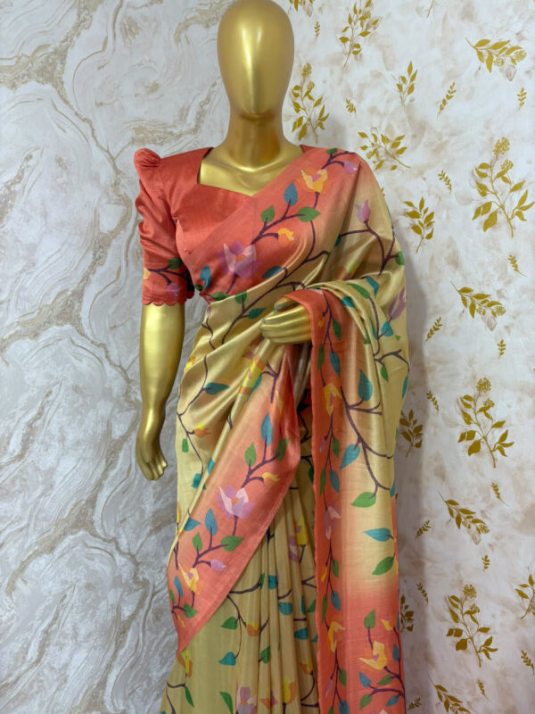 Exclusive designer jamdhani matka silk saree paired with matching blouse