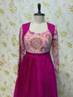 Exclusive designer crepe long gown with beautiful floral sequence work hands